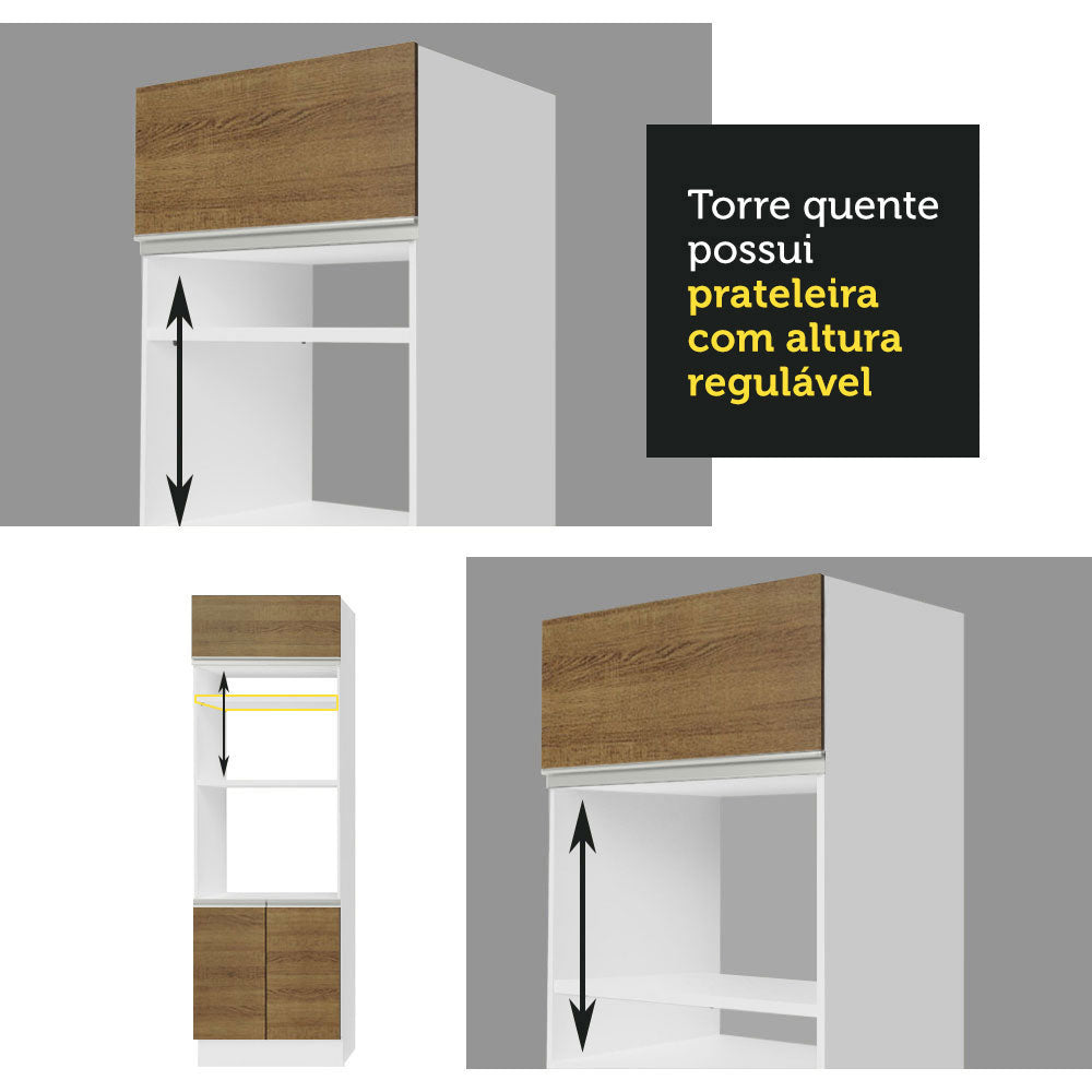 Mueble de Cocina para Horno 70 x 60 cm 3 Puertas Marrón/Blanco Glamy