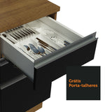 Gabinete Bajo para Fregadero 120 cm 2 Puertas 3 Cajones (Sin Encimera) Glamy Marrón/Negro