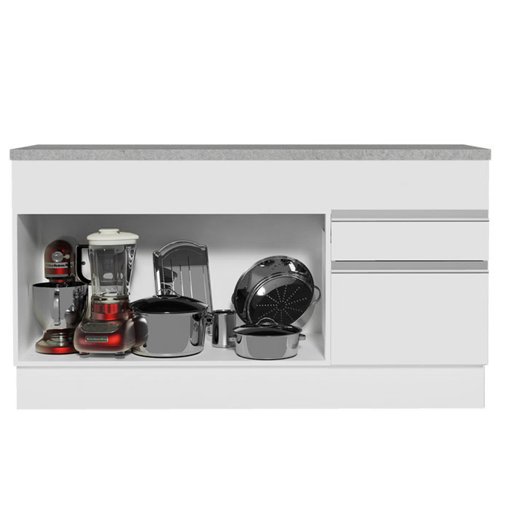 Mueble de Cocina 2 Puertas 2 Cajones 150cm (Con Encimera) Blanco Glamy
