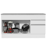 Mueble de Cocina 2 Puertas 2 Cajones 150cm (Con Encimera) Blanco Glamy