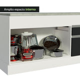 Gabinete Bajo para Fregadero 150 cm 2 Puertas y 2 Cajones (Con Encimera) Glamy Blanco/Negro