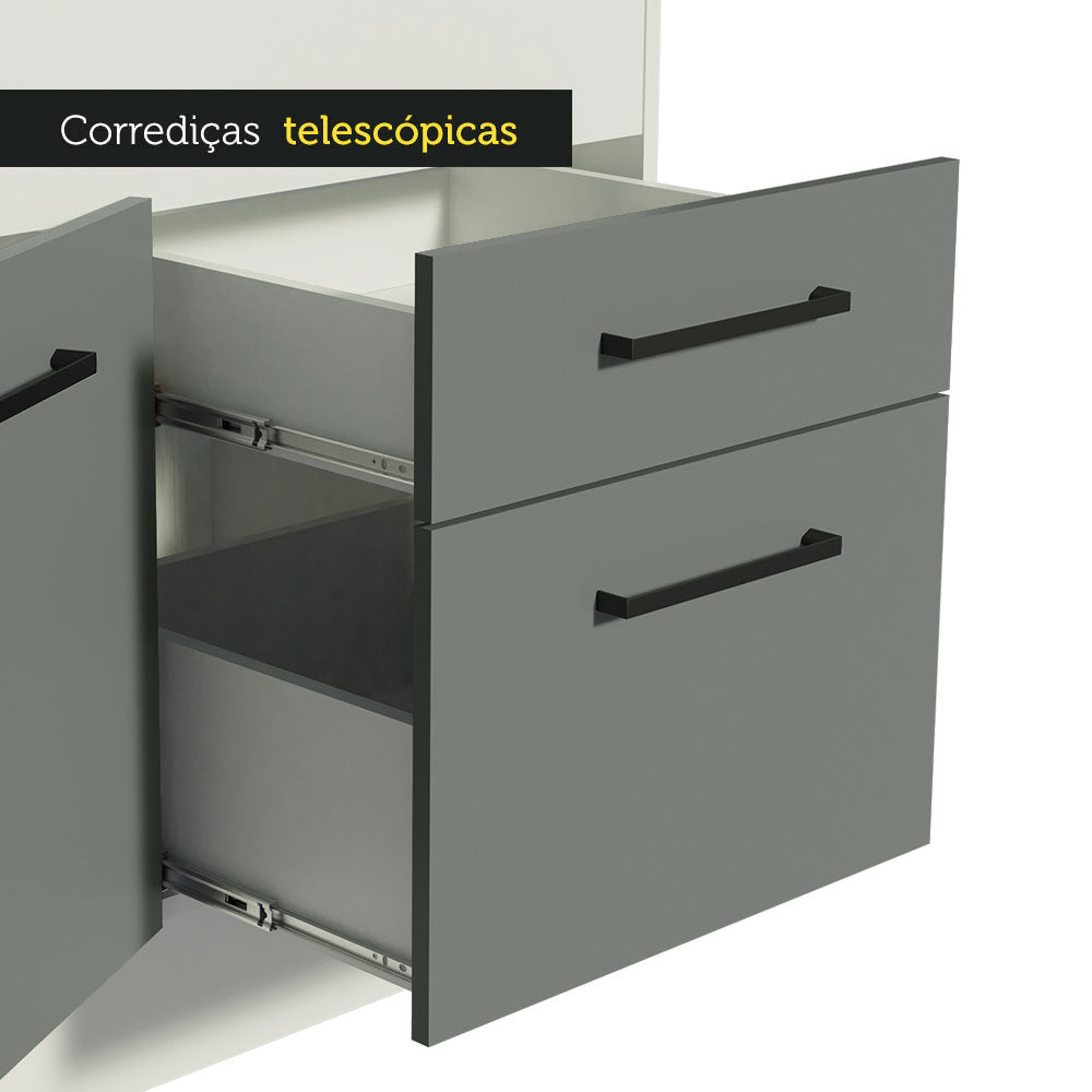 Gabinete Bajo para Fregadero 150 cm 2 Puertas 2 Cajones Sin Encimera Blanco/Gris Agata Madesa