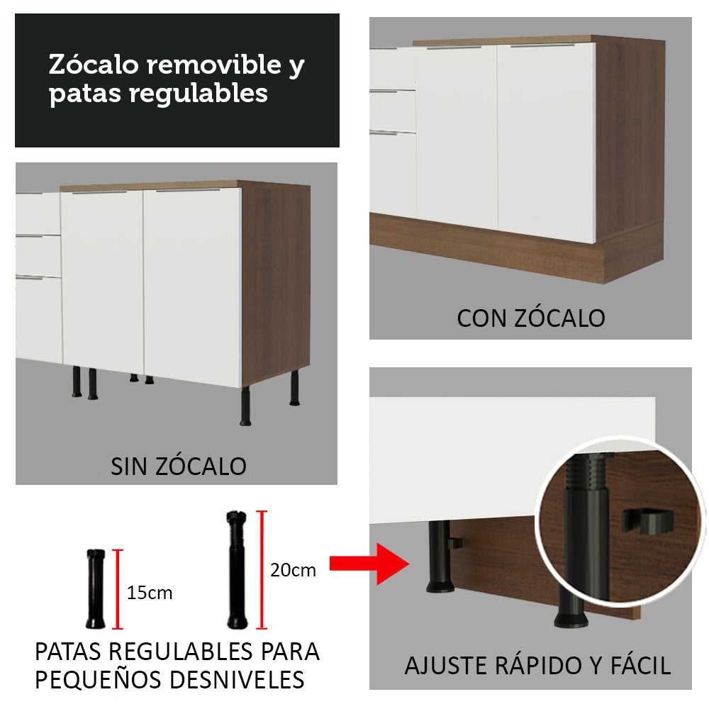Gabinete Bajo 40 cm 1 Puerta Marrón/Blanco Stella Madesa
