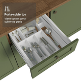 Gabinete Bajo de Cocina 40 cm 3 Cajones Marrón/Verde Vik Madesa