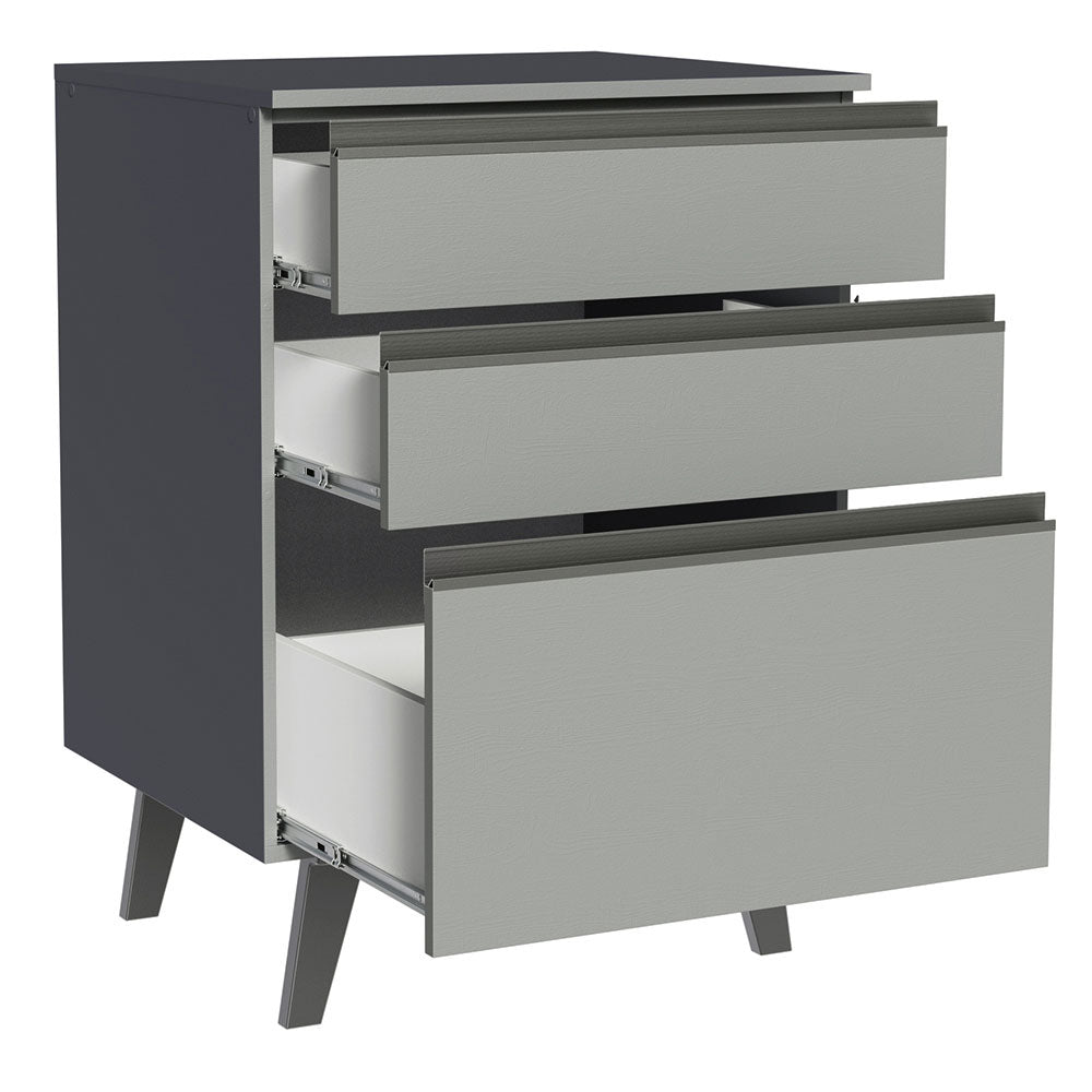 Gabinete Bajo 60 cm 3 Cajones Con Patas Gris Nice Madesa