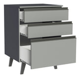 Gabinete Bajo 60 cm 3 Cajones Con Patas Gris Nice Madesa
