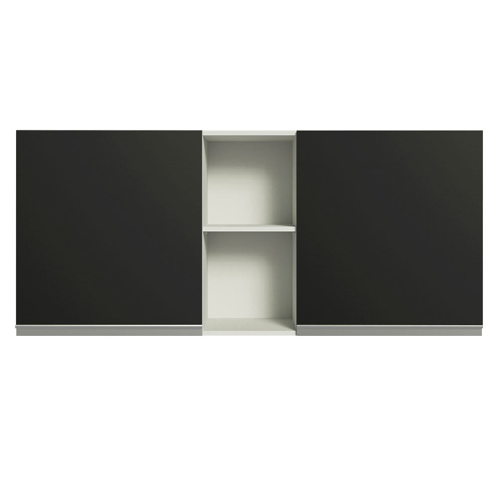 Gabinete Superior 150 cm 2 Puertas 2 Nichos Blanco/Negro Glamy Madesa