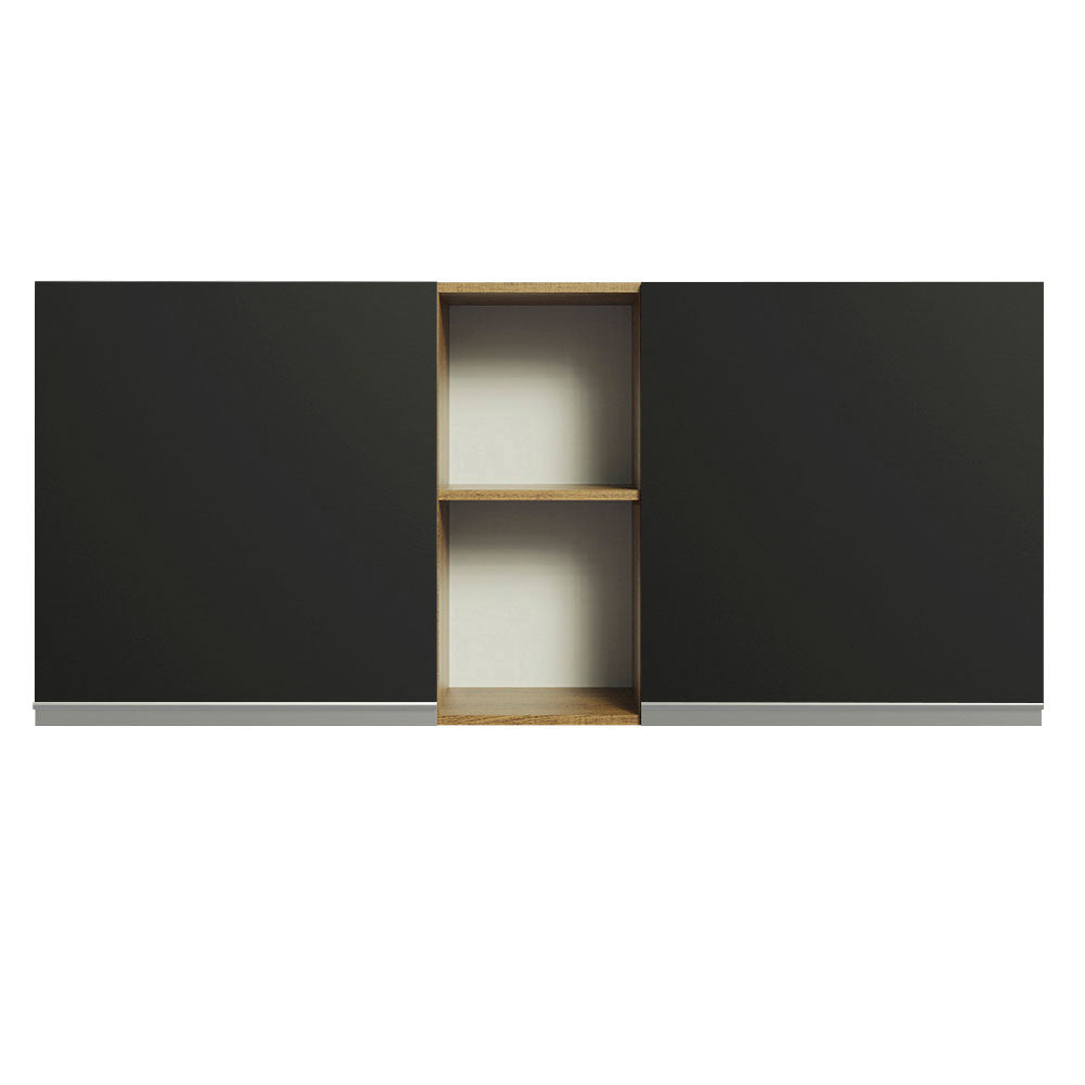 Gabinete Superior 150 cm 2 Puertas 2 Nichos Marrón/Negro Glamy Madesa
