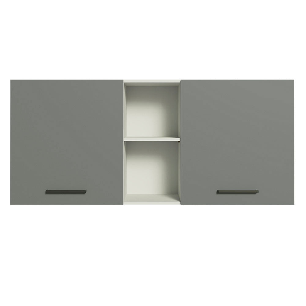 Gabinete Superior 150 cm 2 Puertas y 2 Nichos Agata Blanco/Gris
