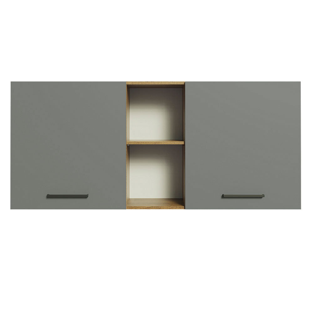 Gabinete Superior 150 cm 2 Puertas 2 Nichos Marrón/Gris Agata Madesa