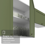 Gabinete Superior Esquinero 94 cm 1 Puerta Blanco/Verde Vik Madesa