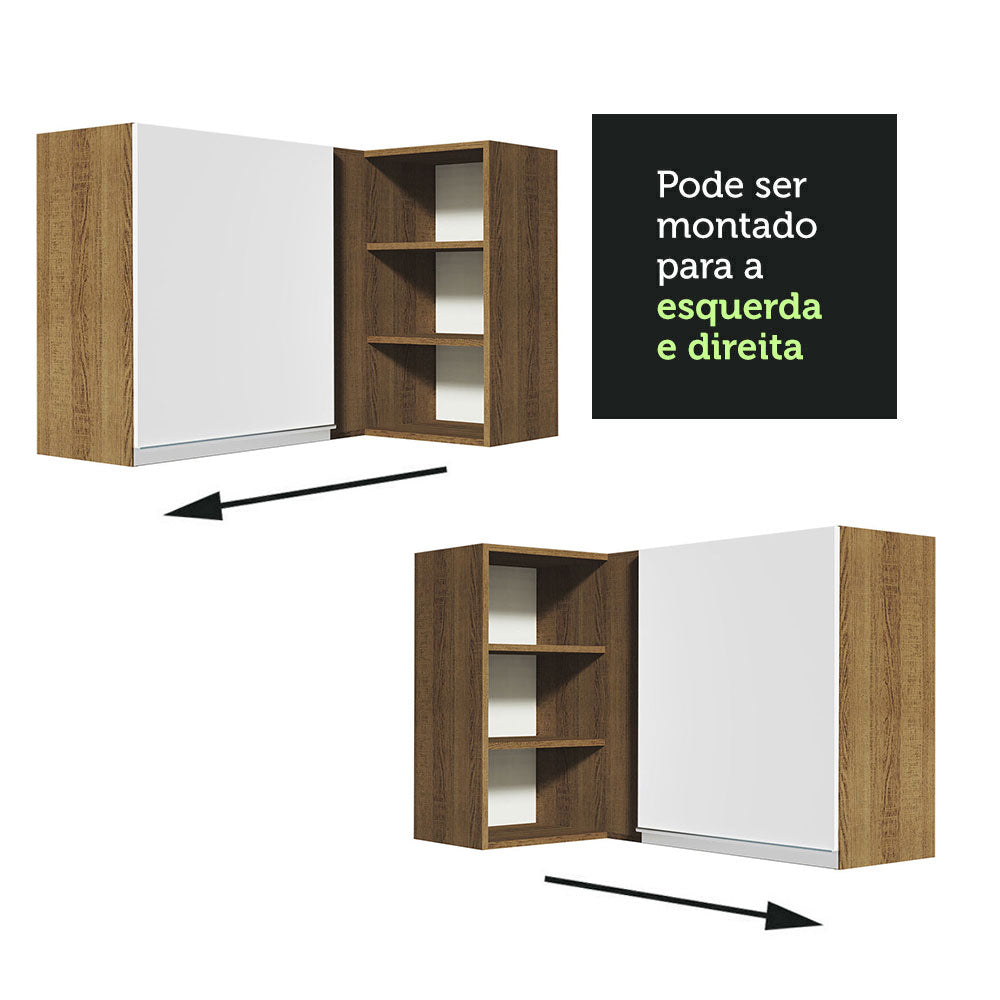 Gabinete Superior de Esquina 1 Puerta 60 cm de Profundidad Glamy Marrón/Blanco