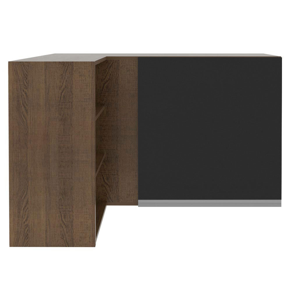 Gabinete Superior Esquinero 166 cm 1 Puerta 3 Nichos Marrón/Negro Glamy Madesa