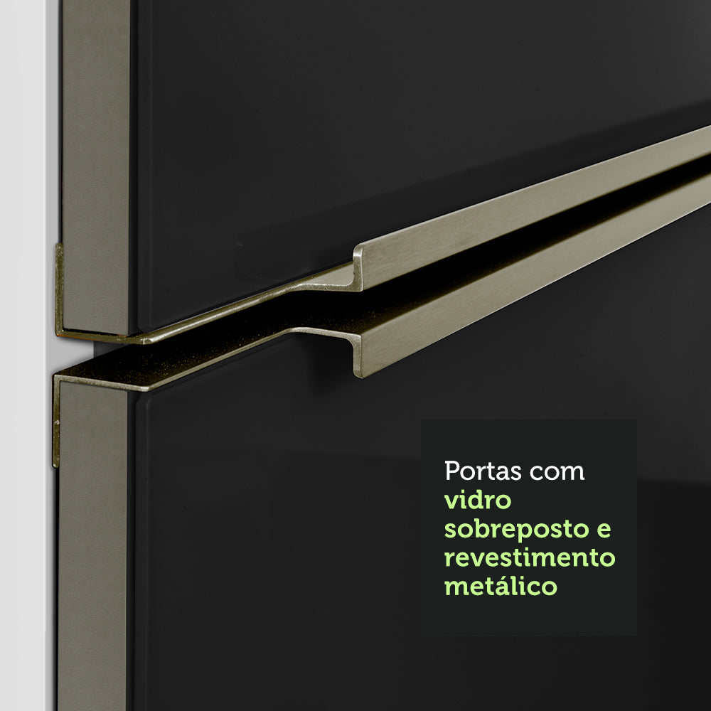 Gabinete Superior 80 cm 2 Puertas Blanco/Negro Lux Madesa