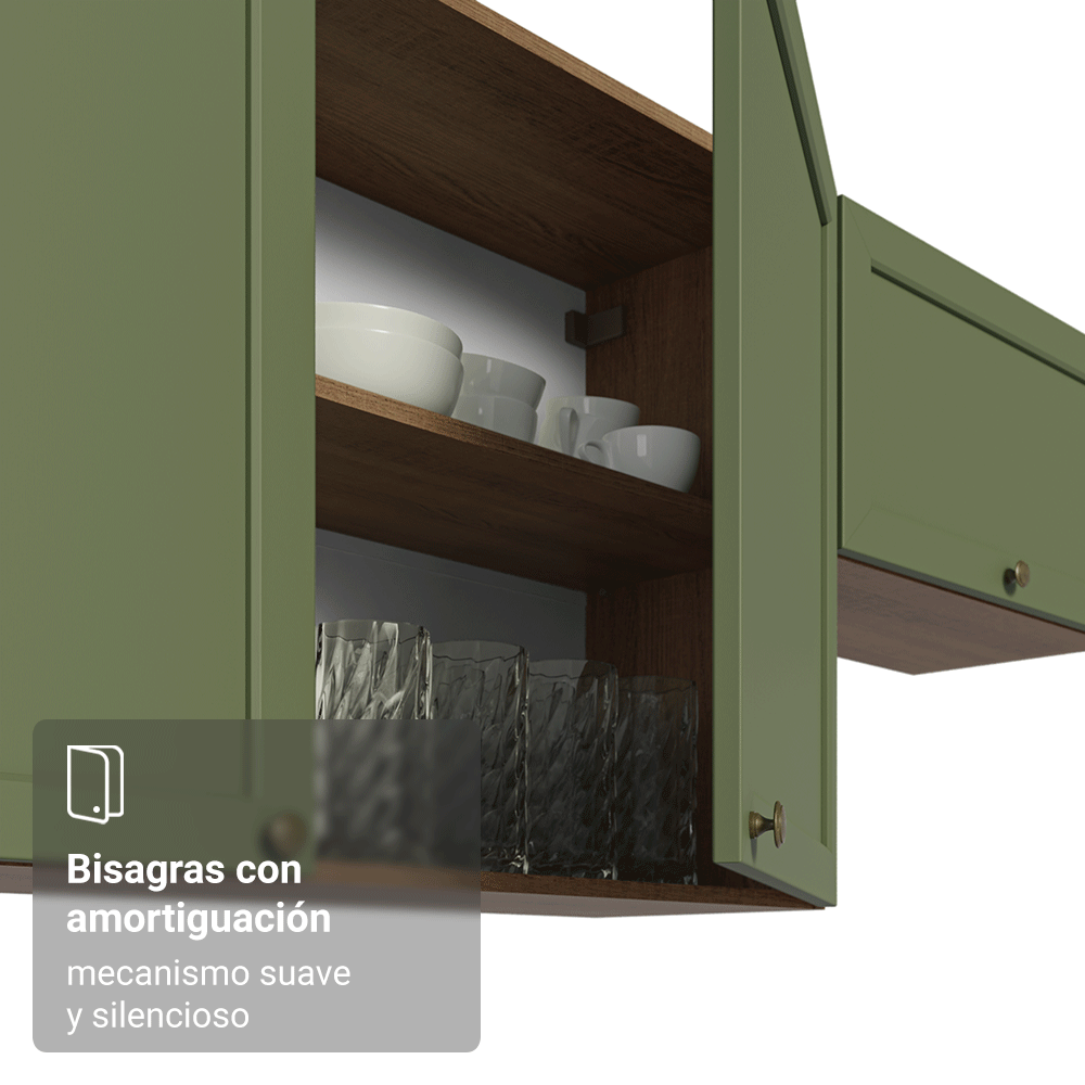 Gabinete Superior 80 cm 2 Puertas Marrón/Verde Vik Madesa