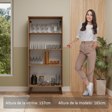 Vitrina 70 cm 2 Puertas de Vidrio con Patas Trapecio Marrón/Marrom Madesa