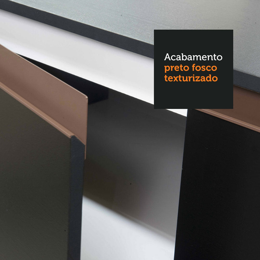 Mueble de Cocina para Horno 70 cm 3 Puertas Negro Reims