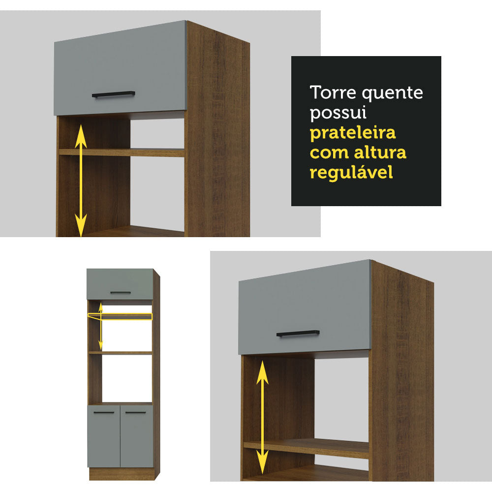 Mueble para Horno 70 cm 3 Puertas Marrón/Gris Agata Madesa