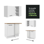Cocina Integral de Esquina 486cm Blanco Encimera Marrón 60cm de Profundidad Agata 01