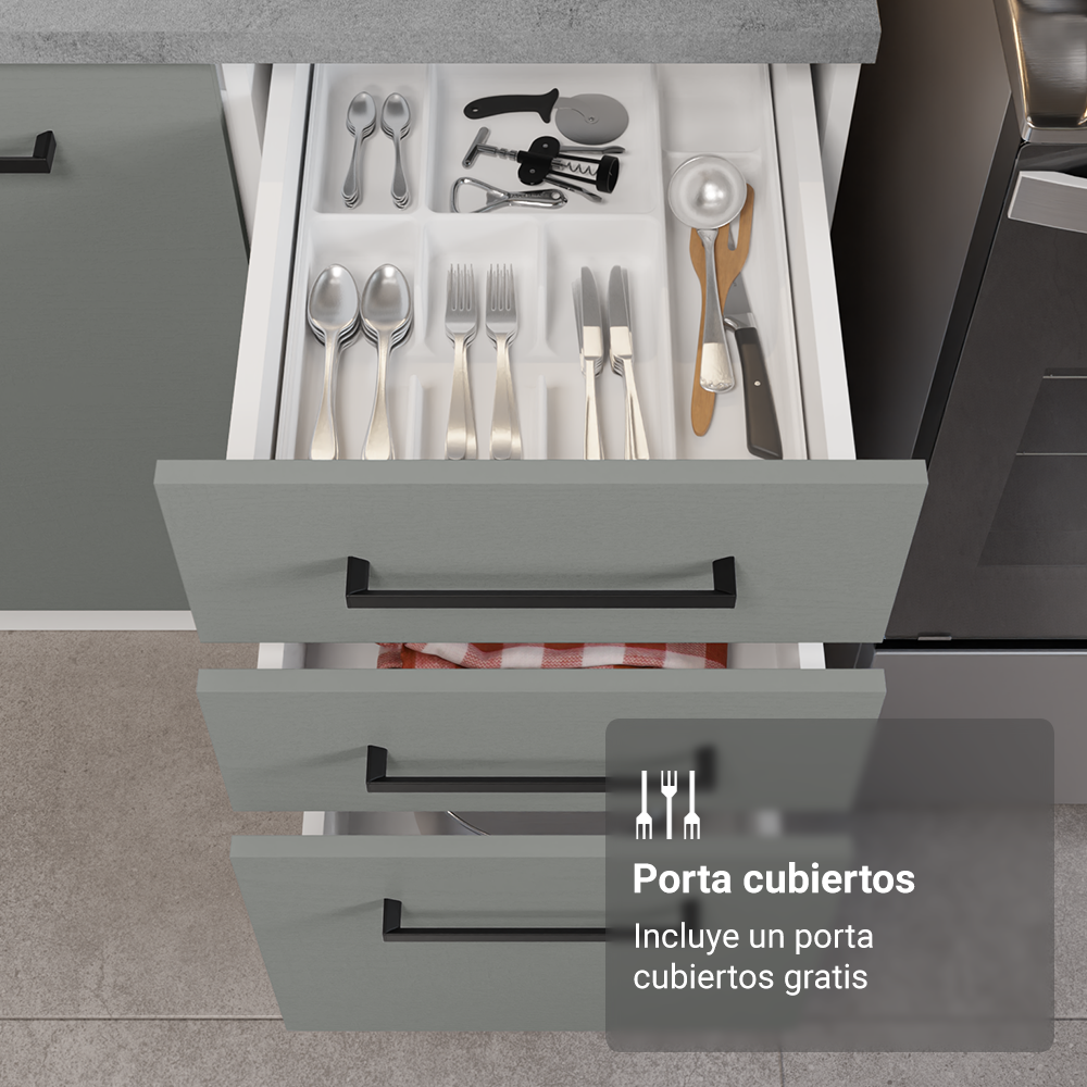 Cocina Integral Esquinera 549cm Blanco/Gris Agata 01
