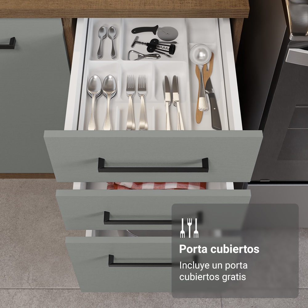 Cocina Integral Esquinera 549cm Marrón/Gris Agata 01