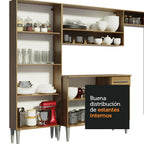 Cocina Integral Esquinera 385cm Marrón/Negro Emilly Love 01