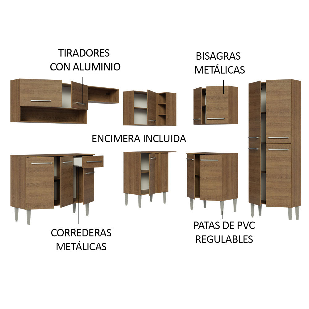 Cocina Integral Esquinera 417cm Marrón Emilly 02