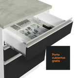 Cocina Integral Esquinera 329cm Blanco/Negro Glamy 02