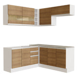 Cocina Integral Esquinera 349cm Blanco/Marrón Glamy 01