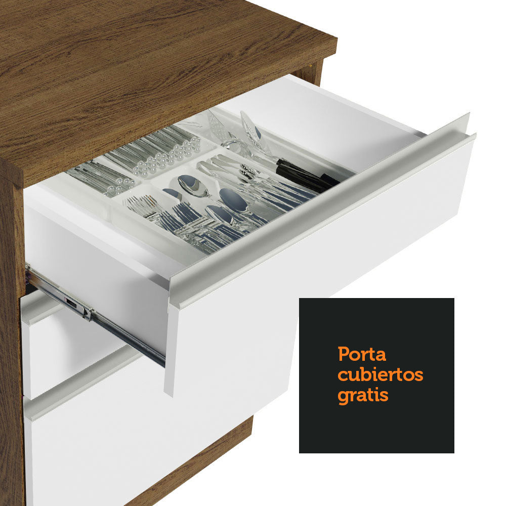 Cocina Integral Esquinera 399cm Marrón/Blanco Glamy 02