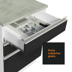 Cocina Integral Esquinera 399cm Blanco/Negro Glamy 02