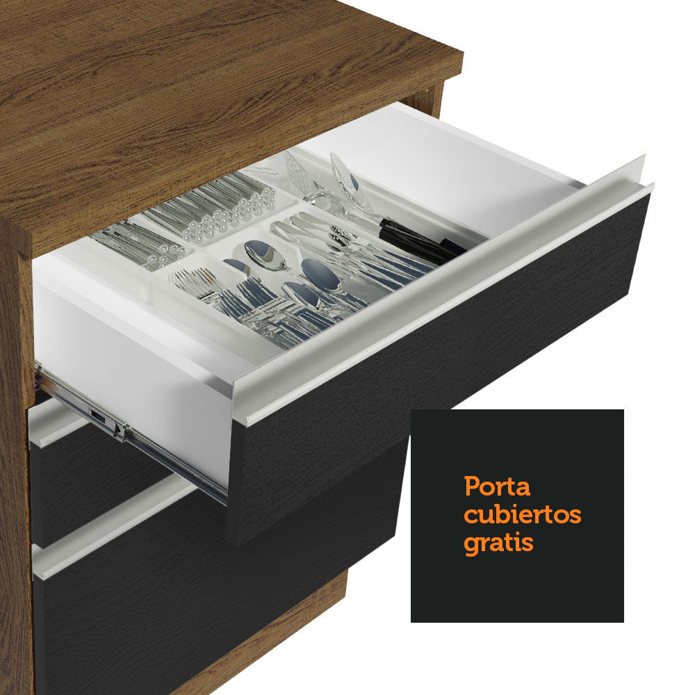 Cocina Integral Esquinera 399cm Marrón/Negro Glamy 02