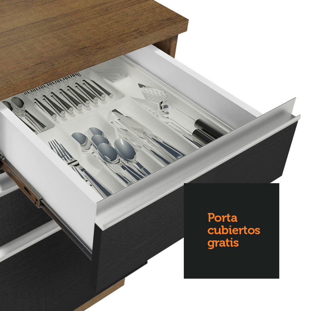 Cocina Integral Esquinera 479cm Marrón/Negro Glamy 01