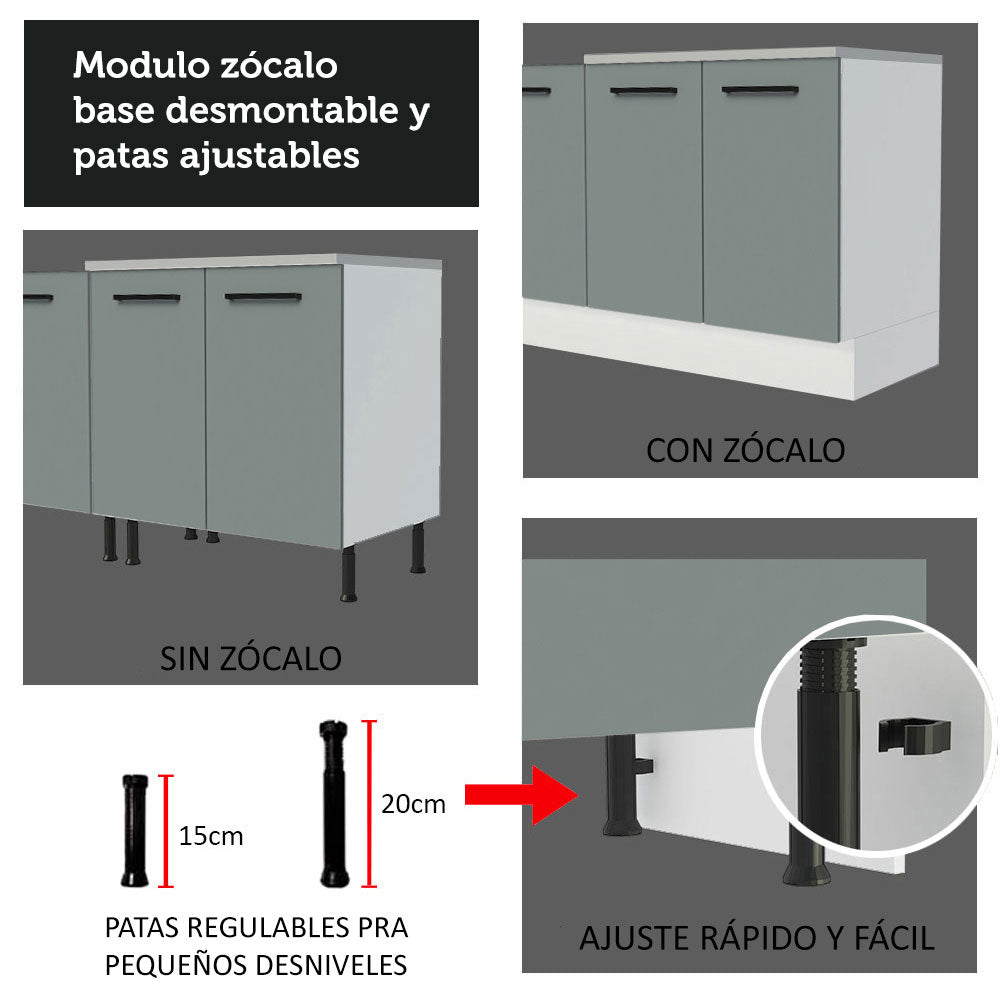 Cocina Compacta 120cm Blanco/Gris Agata 01