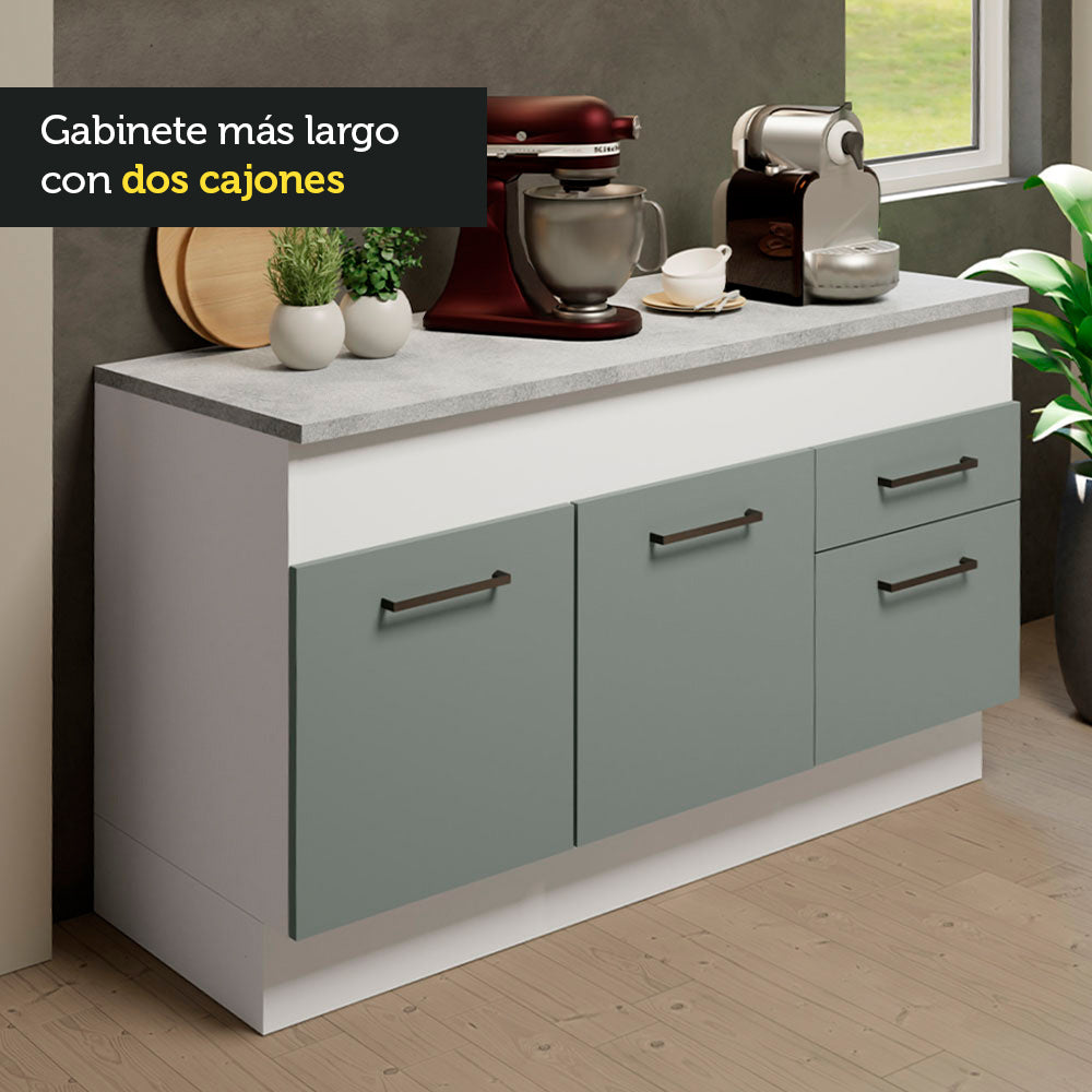 Cocina Compacta 150 x 52 cm 4 Puertas 2 Cajones Blanco/Gris Agata Madesa 01
