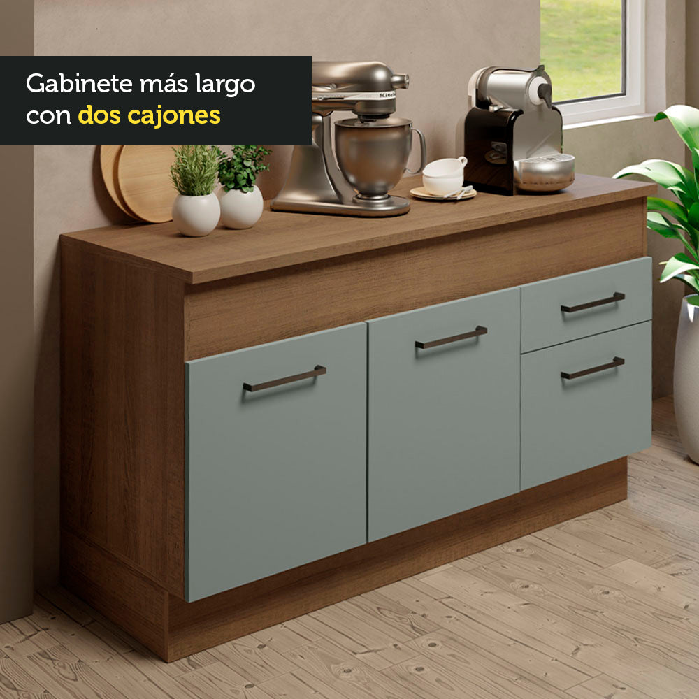 Cocina Compacta 150 x 52 cm 4 Puertas 2 Cajones Marrón/Gris Agata Madesa 01
