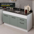 Cocina Compacta 150 x 52 cm 4 Puertas 2 Cajones Blanco/Gris Agata Madesa 02