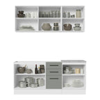 Cocina Compacta 180 x 52 cm 6 Puertas 3 Cajones Blanco/Gris Agata Madesa 01