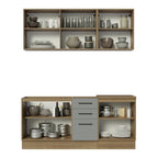 Cocina Compacta 180 x 52 cm 6 Puertas 3 Cajones Marrón/Gris Agata Madesa 01