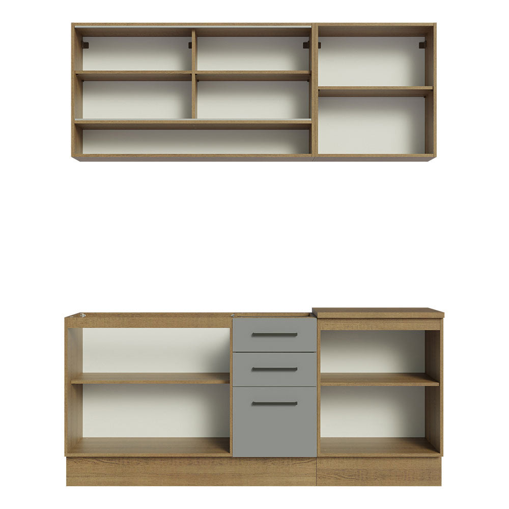 Cocina Compacta 180 x 52 cm 6 Puertas 3 Cajones Marrón/Gris Agata Madesa 02