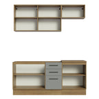Cocina Compacta 180 x 52 cm 6 Puertas 3 Cajones Marrón/Gris Agata Madesa 03