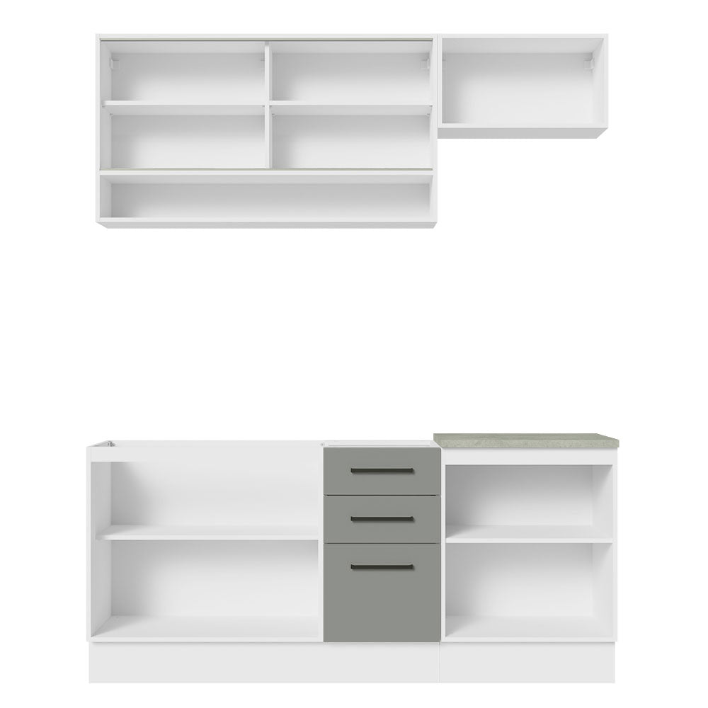 Cocina Compacta 180 x 52 cm 6 Puertas 3 Cajones Blanco/Gris Agata Madesa 04
