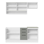 Cocina Compacta 180 x 52 cm 6 Puertas 3 Cajones Blanco/Gris Agata Madesa 04