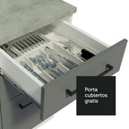 Cocina Compacta 180 x 52 cm 5 Puertas 3 Cajones Blanco/Gris Agata Madesa