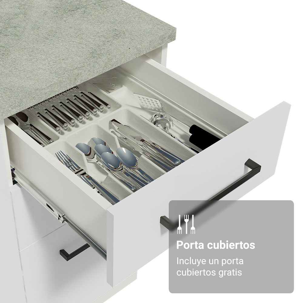 Cocina Compacta 190 cm Con Vitrina Blanco Agata Madesa