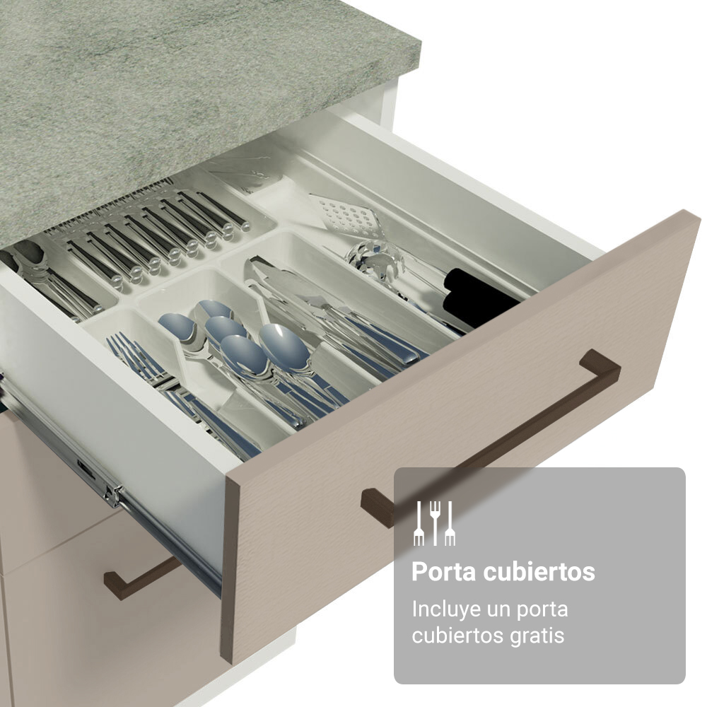 Cocina Compacta 190 cm Con Vitrina Blanco/Crema Agata Madesa