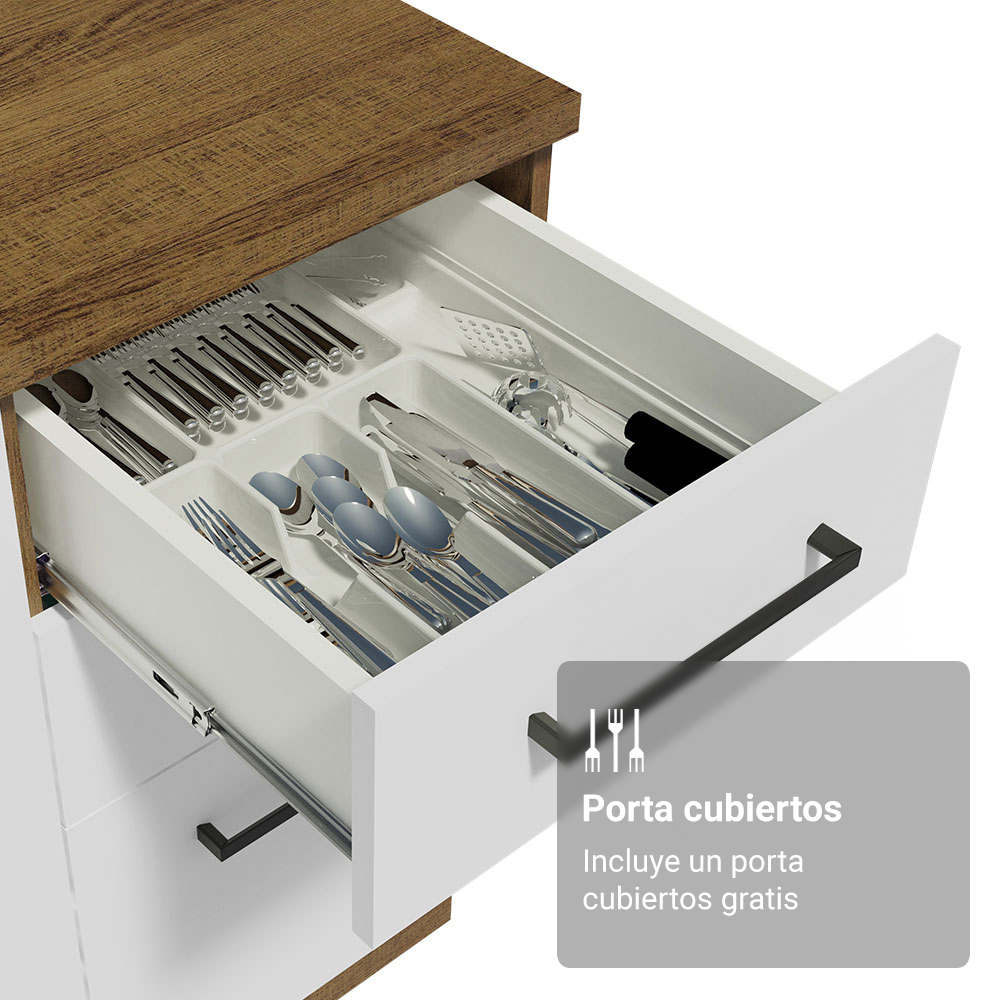 Cocina Compacta 190 cm Con Vitrina Marrón/Blanco Agata Madesa