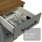 Cocina Compacta 190 cm Con Vitrina Marrón/Gris Agata Madesa