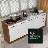 Kit con 2 Muebles de Cocina 3 Cajones y 4 Puertas (Sin Encimera Ni Fregadero) Marrón/Blanco Agata 01