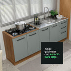 Kit 2 Gabinetes Bajos de Cocina 200 cm Marrón/Gris Agata Madesa